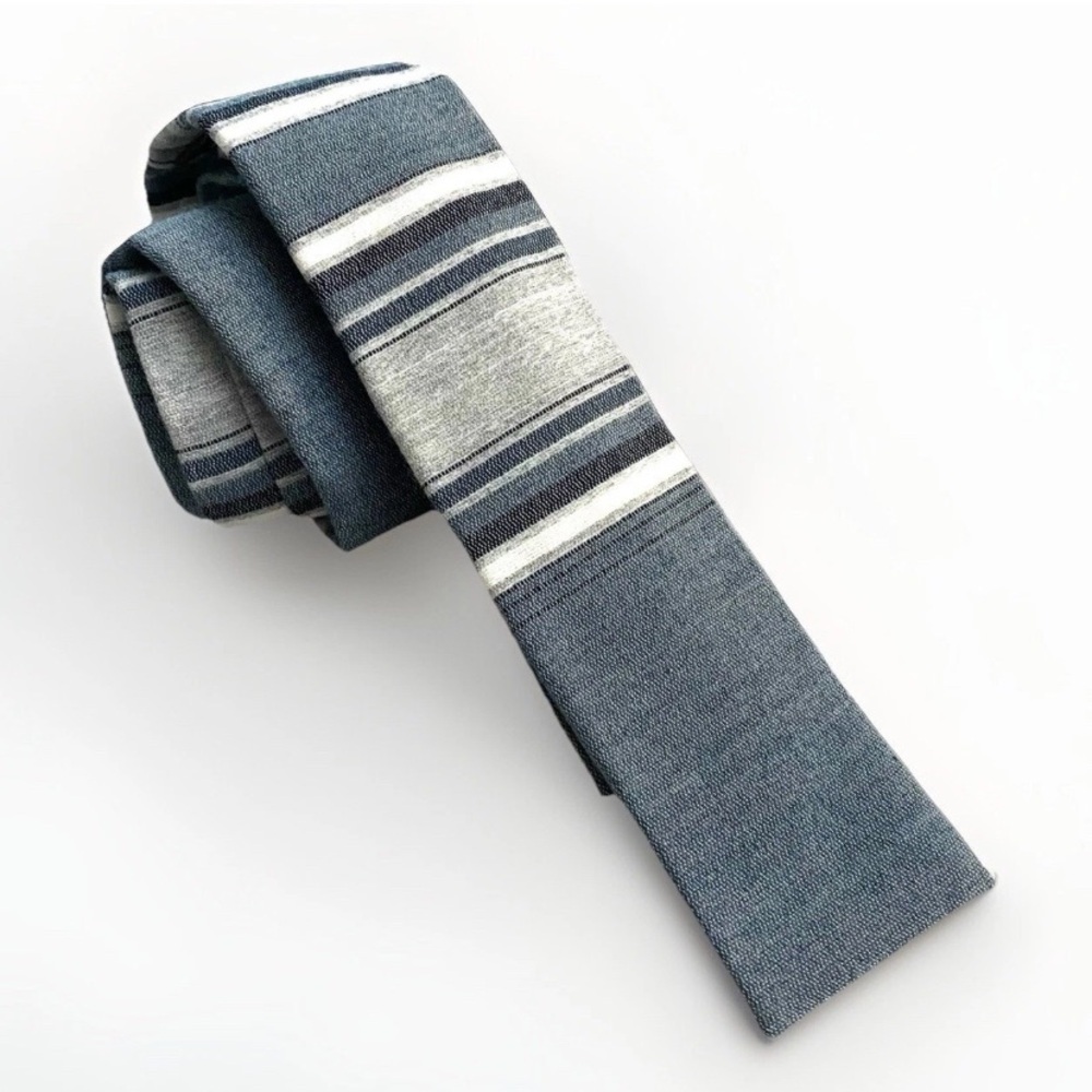 Legacy Square Tip gray stripped Tie‎ Vintage Preppy Retro Elegance Rockabilly